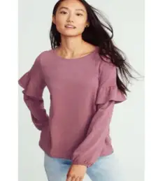 Old Navy Women’s Mauve Ruffle Sleeve Crewneck Sweater Size Small