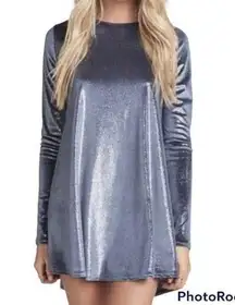 Show Me Your Mumu Tyler Tunic Velour Gray metallic Swing Dress Small S New