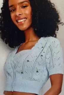 Wild Fable Light Blue Cropped Cardigan Sweater/Shrug, Great Condition, Medium