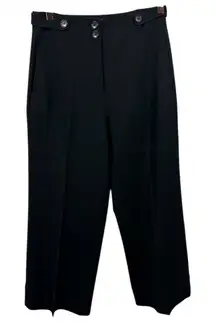 Massimo Dutti‎ Cropped Trouser Pants Black Size Small Designer Contemporary