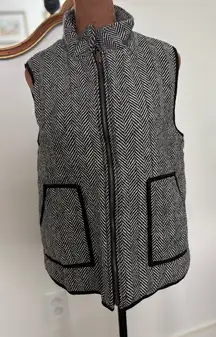 Herringbone Puffer Vest Quilted Lightweight Mock Neck Sleeveless‎ Jacket