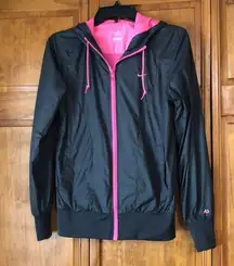 Nike Grey & Hot Pink Zip Up Rain Jacket Coat Medium