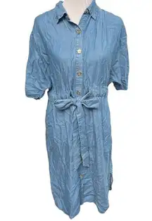 Marc New York  Chambray Button Down Mini Dress Denim Blue Size Large