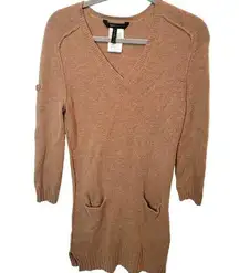 BCBGMaxazria Brown Wool Yak Blend Tunic Vicuna Hansen Womens Sweater Size XS