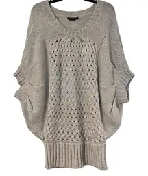 Vertigo Cream Short Sleeve Batwing Dolman Oversized Sweater Extra Small