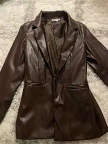 brown faux leather jacket