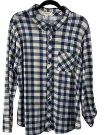 No Comment NWT Junior's‎ Plus SZ 3X Stretch Flannel Button Down Shirt