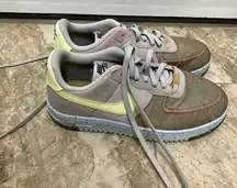 Nike Air Force 1 Low Crater Sneakers ‘Pure Platinum/Barely Volt’, women’s 9