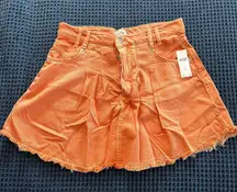 Pilcro Orange Denim Mini Skirt