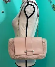 A new Day Faux Fur-Trimmed Shoulder Bag