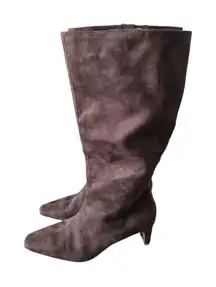 Seychelles Tall Boots Brown Textile Upper Kitten Heel Size 6.5 Pull On Style NEW