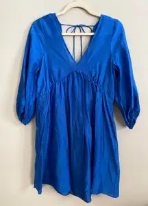 Blue V-Neck Dress