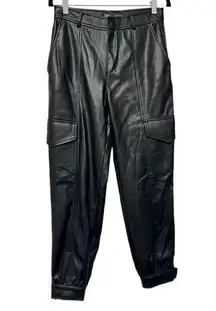 faux leather jogger fit pants. S