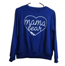 Mama Bear Sweater Size Small Cobalt Blue EUC #4094