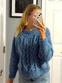 Lumiére Blue Textured Knit Sweater