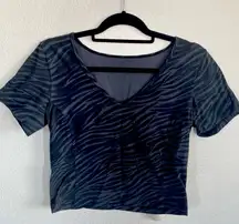 LuLu Lemon active wear black and grey zebra striped top