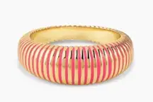 18k Gold Plated Catalina Enamel Ring Gold Pink Striped Boho Minimalist Size 8
