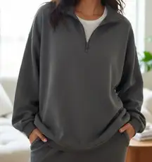 2X NWT SKIMS boyfriend half zip in Zircon Blue slouchy fleece new SOLD OUT