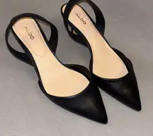ALDO Black Pointed Toe Heels slingback size 6 women’s party cocktails work girly