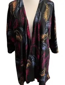 LuLaRoe SzS short raglan sleeve cover/cardigan rich beautiful colors like new