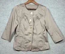 J.Jill‎ Women's Beige Button Up Blazer Jacket Size 4 Career Casual Office