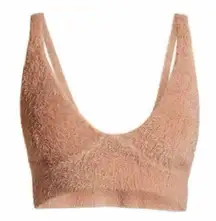 JONATHAN SIMKHAI Caroline Feathered Rib Bralette Size Small Chai