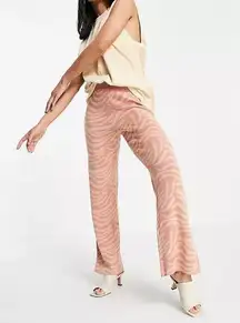 Y.A.S Knit Wide Leg Pants Pink Zebra Print Sz Medium