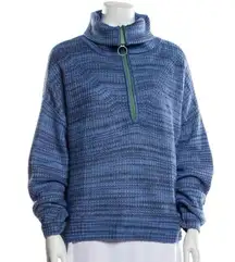 Aerie Blue Ribbed Cozy 1/4 Zip Cropped Pullover Blue Sweater Women’s Size Small