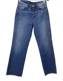 3x1 NYC Women size 27 ISLA High Rise Blue Jeans Frayed Hem Ankle Straight Leg