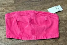 NWT Zara Cropped Strapless Denim Cotton Tube Top Zipper Back Size Medium