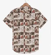 Cartoon Network Over The Garden Wall Tonal Scenes Allover Print Woven Button-Up