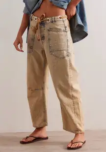 Free People Moxie Pull-On Low Slung Barrel Jeans in Cowboy Size 27 NWT