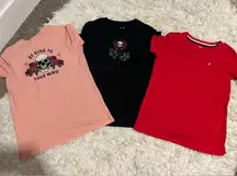 Set of Three Graphic and Plain T-Shirts