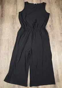 Zenana Solid Black Wide Leg Sleeveless Jumper Romper Plus Size 3X