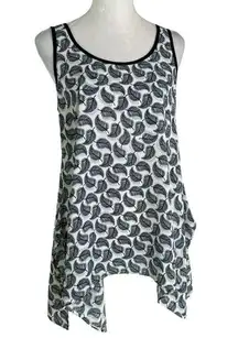 Karen Kane Leaf Print Asymmetric Hem Tunic Tank Top Size S NWT