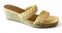 White Mountain Salvadora Beige Braided Espadrille Wedge Slip On Sandals Shoes 8M