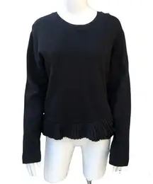 J. Crew Black Ruffle Hem Pullover Sweatshirt Size M