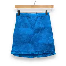 NWOT Faithfull the Brand ESTI Mini Skirt Turquoise Cotton‎ Rayon Handmade Size 2