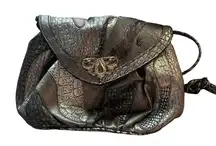 Vintage 90s Metallic Patchwork Quilted Shoulder Bag – Retro Vegan Bronze Gold