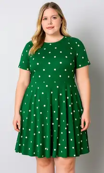 Unique Vintage X GB Green Polka Dot Dress, 5X‎