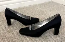 Vintage Saks Fifth Avenue Black Valentina Rangoni Square Toe Heels