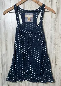 Vintage Y2k Arizona Navy Blue White‎ Polka Dot Babydoll Tank Womens Size Small