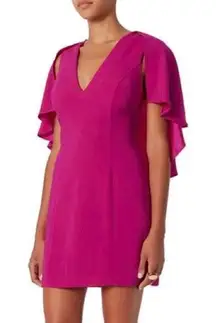 Hot Pink Caped Mini Cocktail Dress