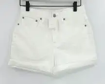 NWT J. Crew Womens Optic White Wash Solid Zip Fly Classic Denim Short Size 24