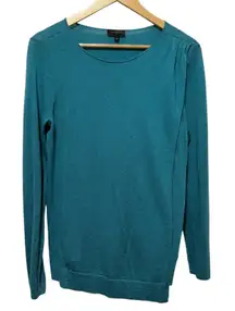 The Limited Women‎ Sweater L Teal Merino Wool Blend Minimalist Capsule Classic