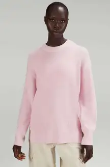 Lululemon Merino Ribbed Crewneck Sweater Size 6 Pink Peony Quiet Luxury Cozy