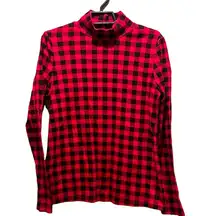 Croft & Barrow Women’s Buffalo Plaid Buffalo Check Mockneck Top Size Small