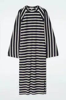 COS Striped Knit Polo‎ Maxi Dress Size medium Black and White