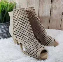 VINTAGE BY JEFFREY CAMPBELL Women's 9 Tan Solid Caged, Open Toe, Retain Heels