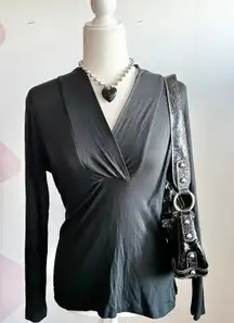 Vintage Banana Republic Black Wrap Top Y2K Goth Indie Sleaze Grunge 2000s Medium